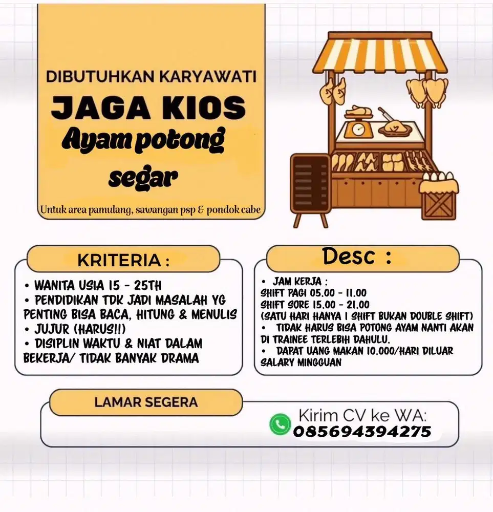 Jaga kios ayam potong