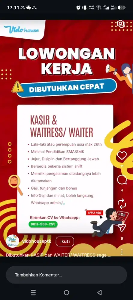 Lowongan kerja terbaru restoran