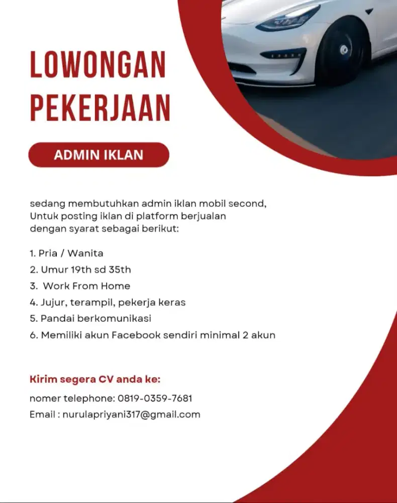 LOWONGAN PEKERJAAN ADMIN IKLAN