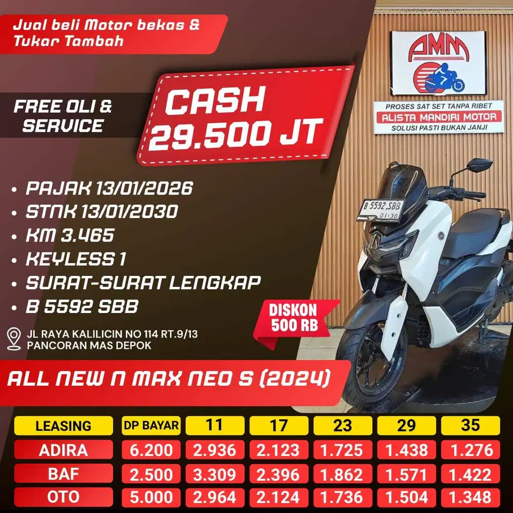 N MAX NEO S TH 2024 KM LOW BISA CASH/TRADE IN/ BAYAR PAKAI CC/PAYLATER