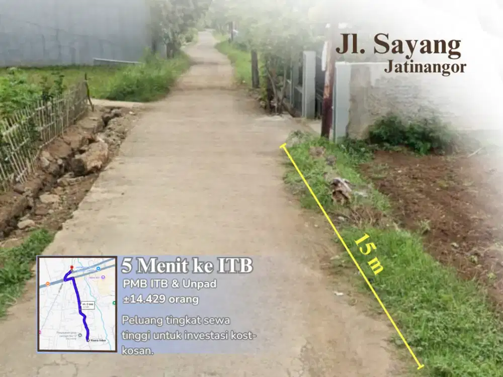 Tanah Strategis Jatinangor - 5 Menit ke ITB - Cocok Kos Eksklusif
