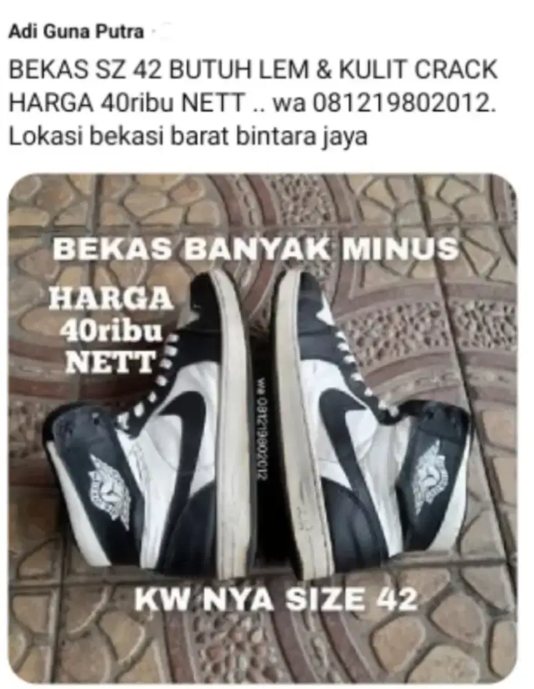 BANYAK MINUS NYA SZ 42 NIKE AJ 1 HIGH