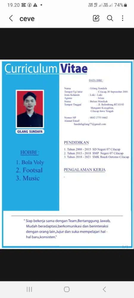 Saya mencari pekerjaan