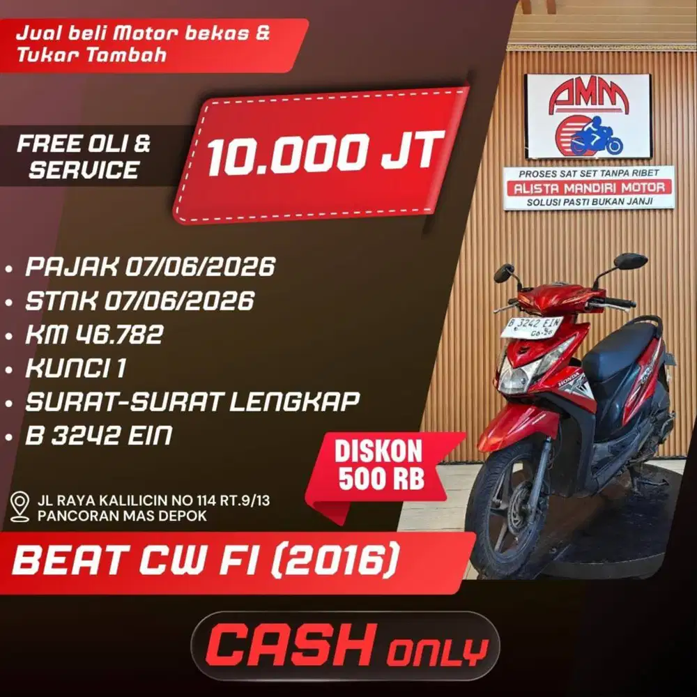 BEAT CW FI TH 2016 PAJAK ON BISA CASH/TT/PAKAI CC/PAYLATER