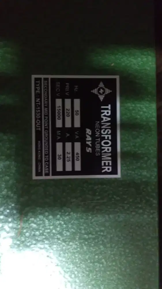 Trafo Neon Sign Tubes TRANSFORMER

TYPE : NT 1530 OUT