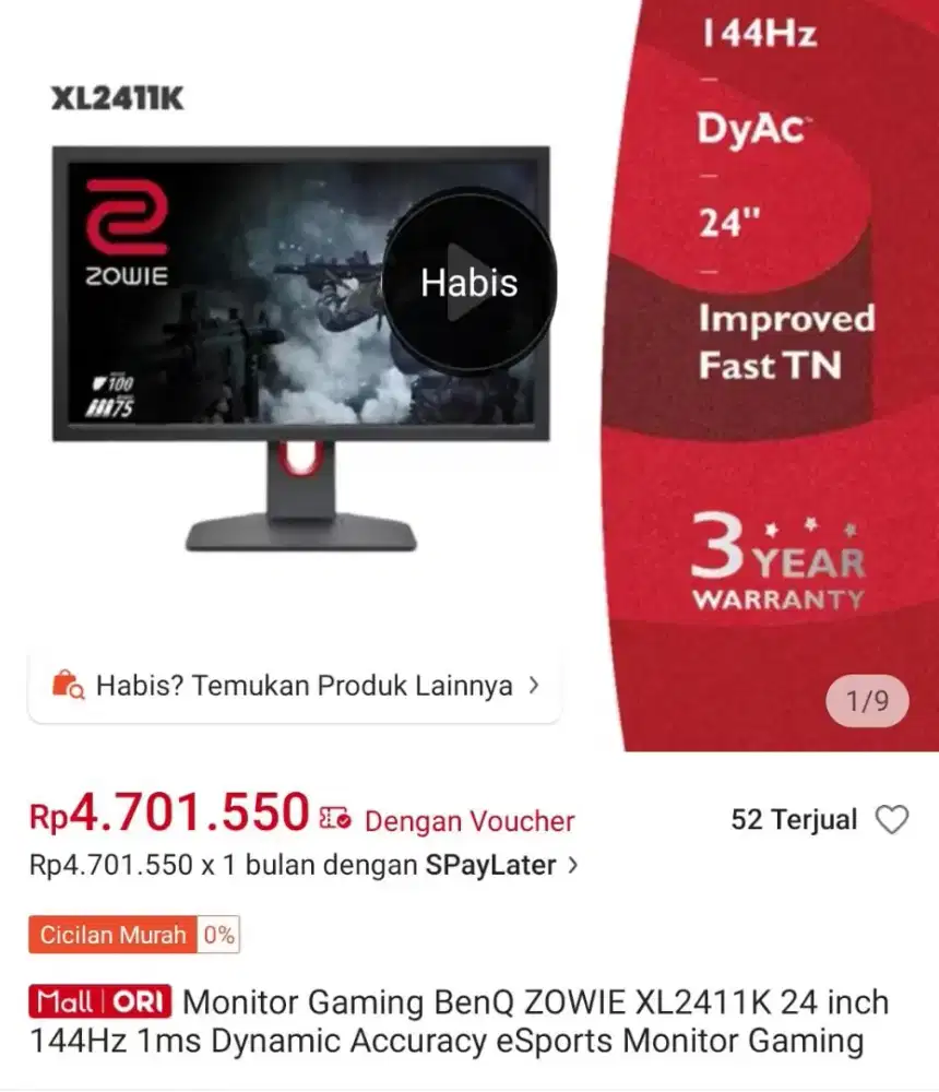 JUAL CEPAT MONITOR 24 MERK BENQ