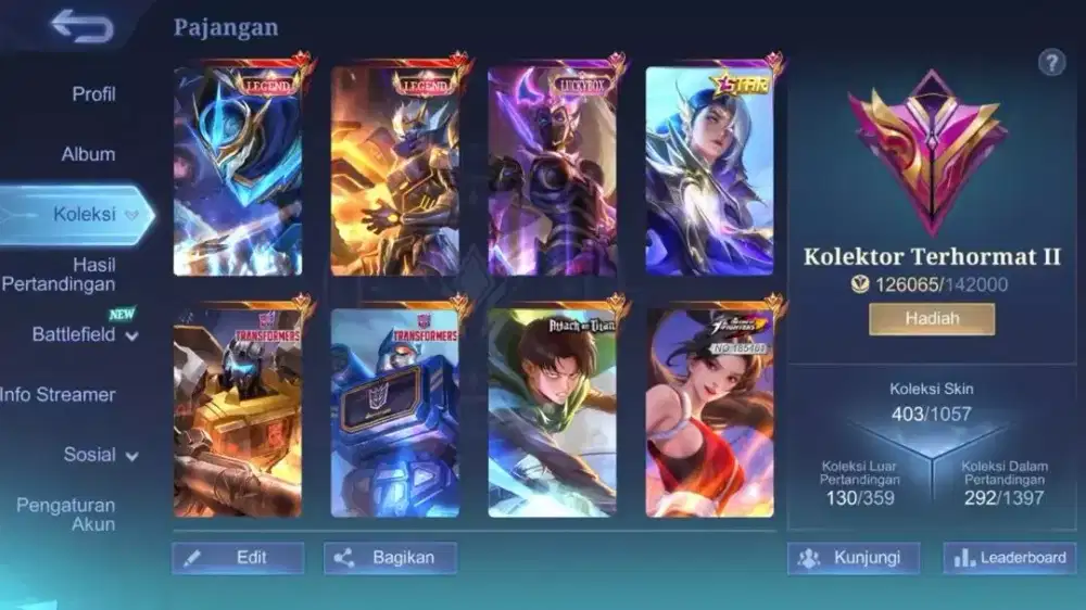 Akun mobile legend edisi pensiun