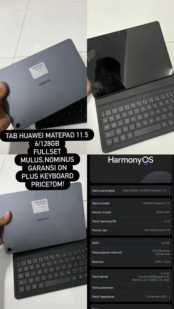 Tab Huawei Matepad 11.5 6/128gb Plus Keyboard Fullset.