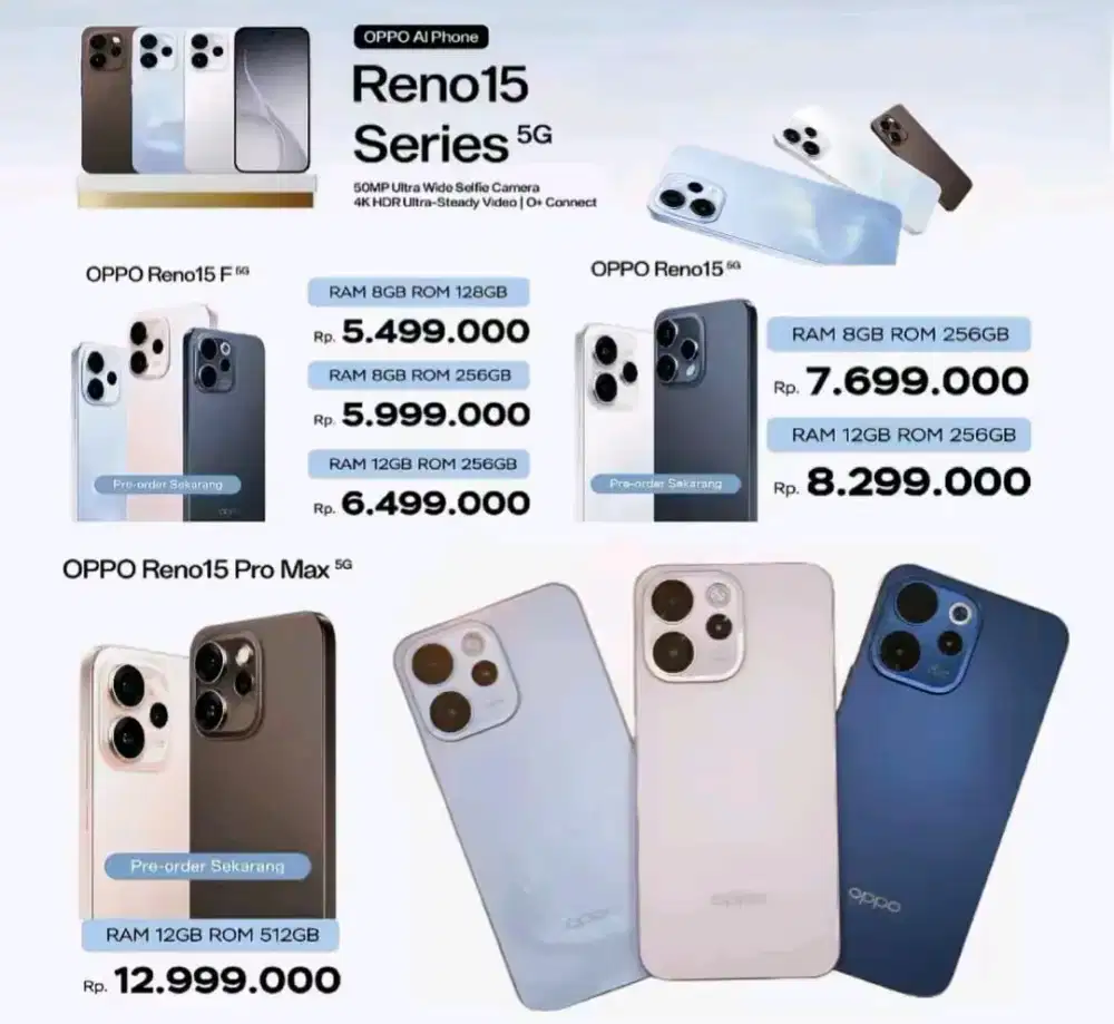 Pre-order Oppo Reno 15 series dapatkan benefit hingga 4.5Jt