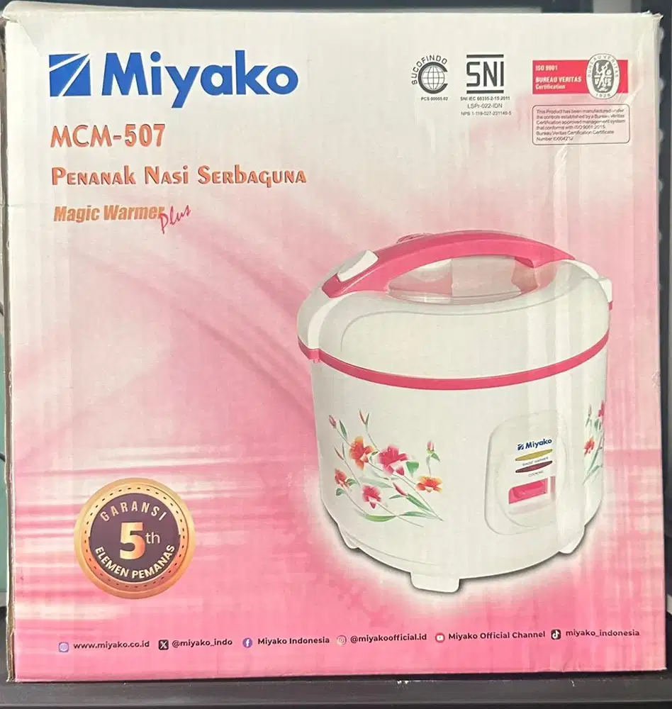 Brand new Rice Cooker Miyako MCM507 Pink kondisi Baru