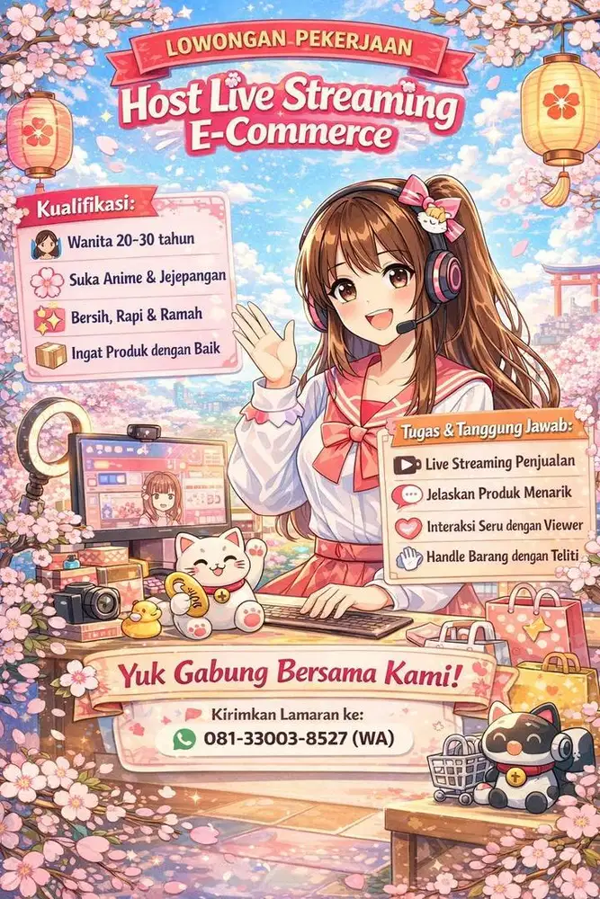 Dibuka loker Host live e-commerce wanita