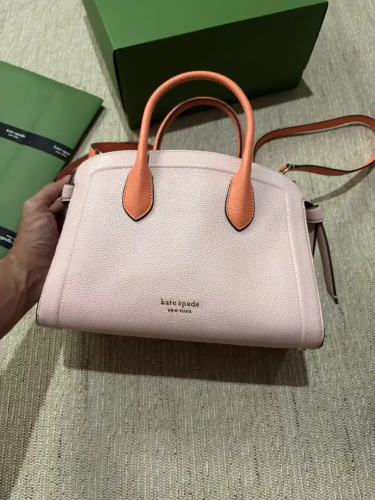 Kate Spade Knott Colorblocked Medium Zip Top Satchel Crepe Pink