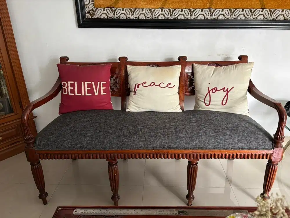 1 set sofa meja ruang tamu kayu jepara asli