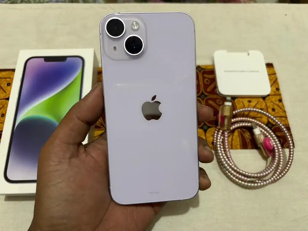 iPhone 14 128Gb Purple iBox Fullset Original No Minus Siap Pakai