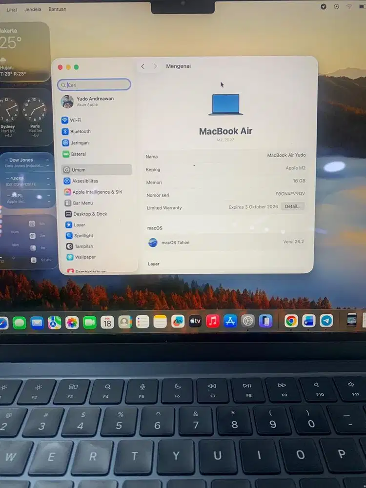 WTS Macbook Air M2 16/256 iBox Garansi Oktober 2026