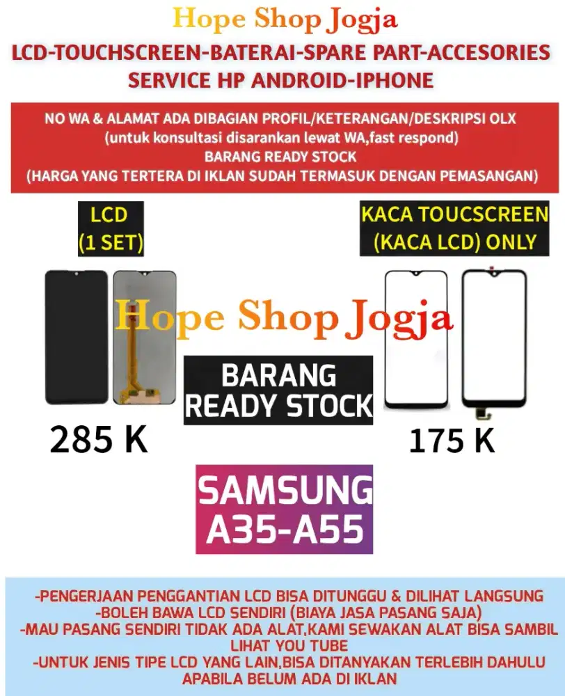 Touchscreen/Baterai-LCD Samsung A35-A55