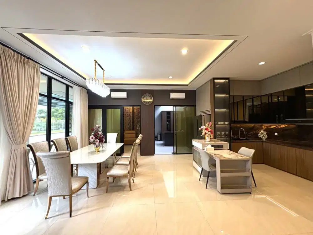 Rumah Hoek Golf Island PIK 260m2 4KT Interior Cantik Full Furnished Siap Huni