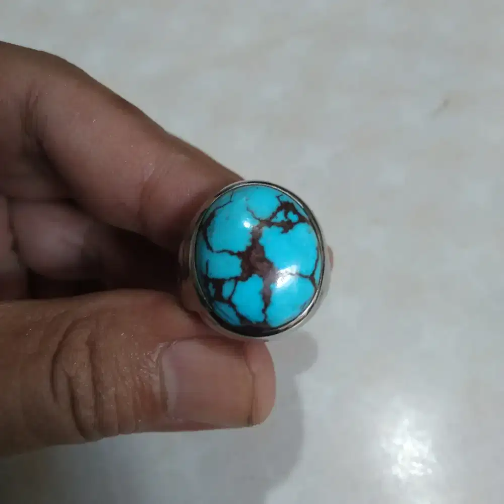 Cincin Pirus Mesir Ceplok Kuro Biru Fancy Mumbul