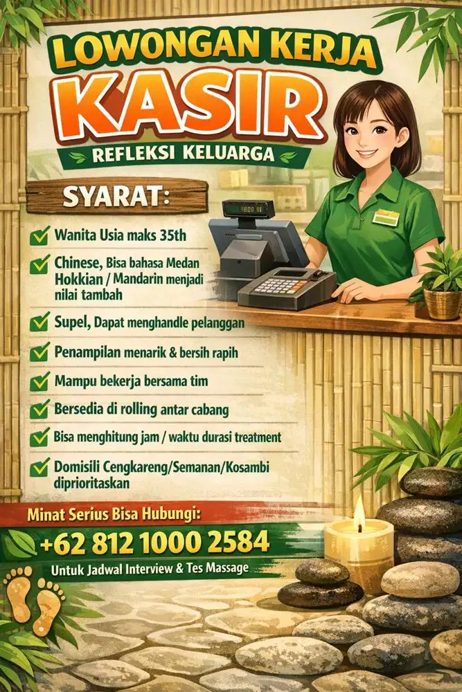 Lowongan Kasir Refleksi untuk Wanita