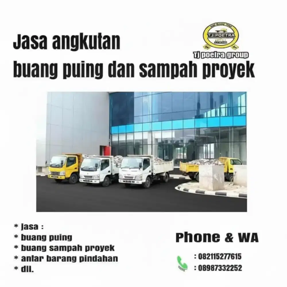 Angkutan jasa buang puing dan sampah proyek