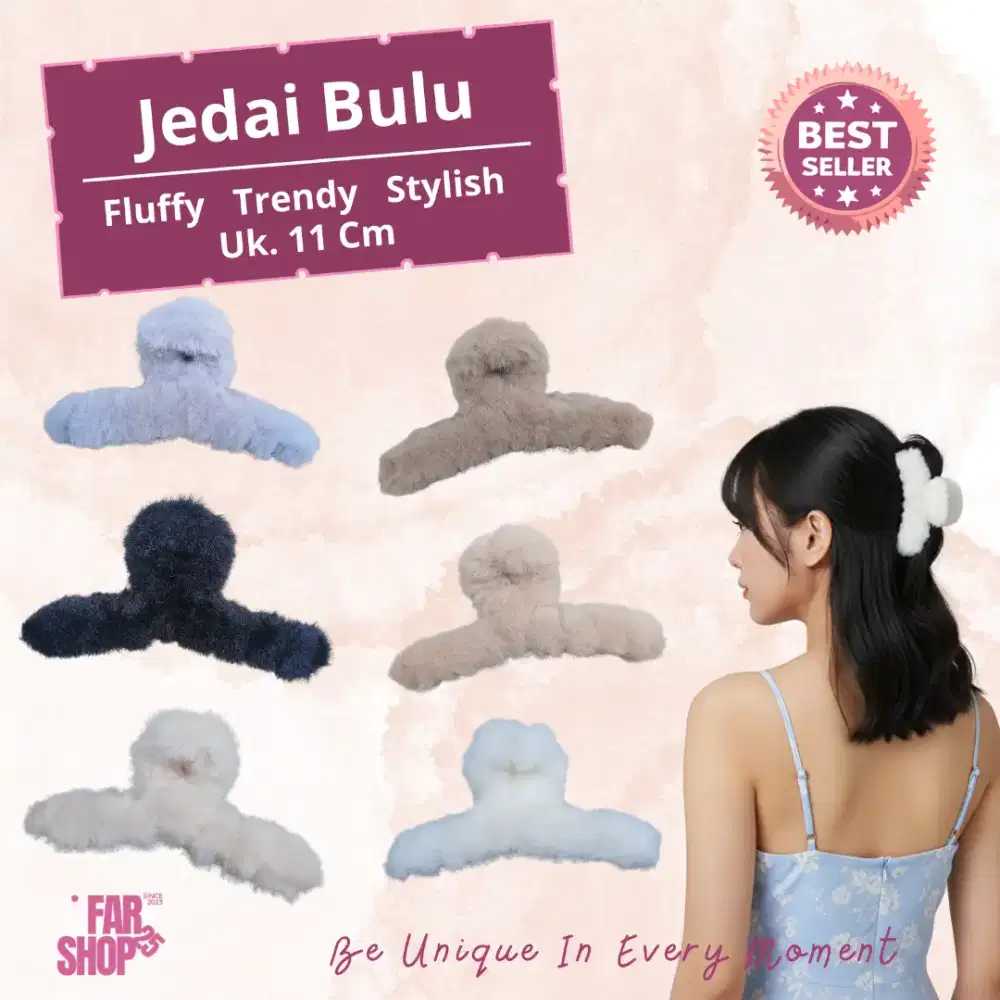 Jedai Panjang Bulu Lembut  Murah Jepit Rambut Kekinian Ukuran 11 Cm