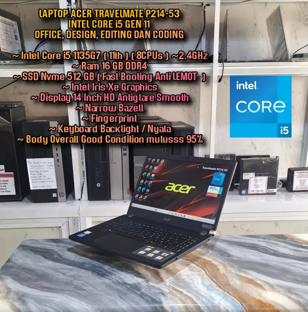 LAPTOP DESIGN INTEL CORE i5 GEN 11 RAM 16GB SSD 512GB LAPTOP DESIGN ED