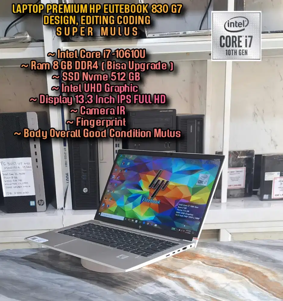 LAPTOP HP ELITEBOOK PREMIUM INTEL CORE i7 10TH SUPER MULUS