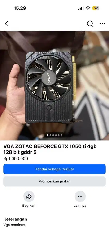 Vga zotac geforce gtx 1050 ti 4gb
