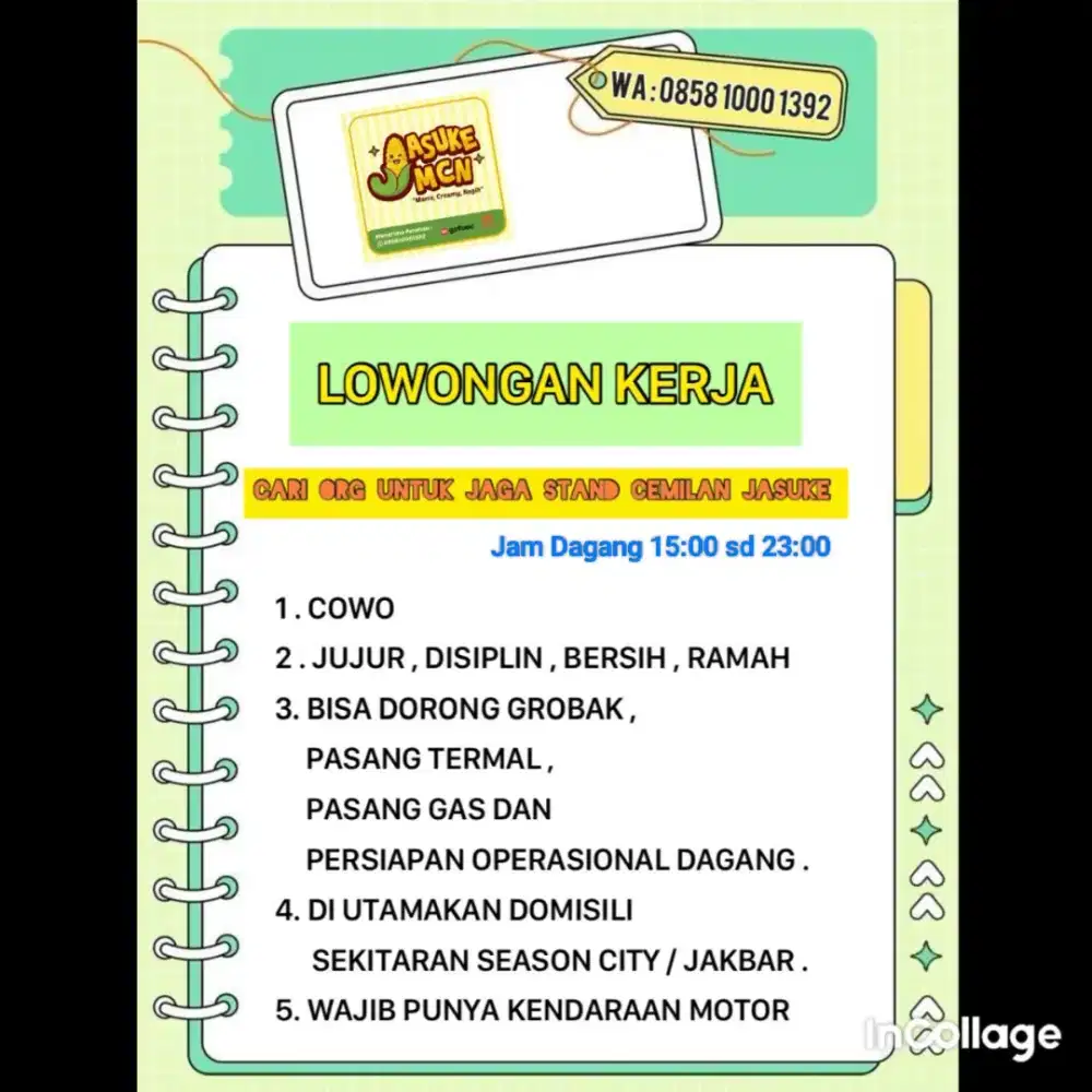 CARI UNTUK JAGA STAND CEMILAN UMKM TIDAK KELILING
