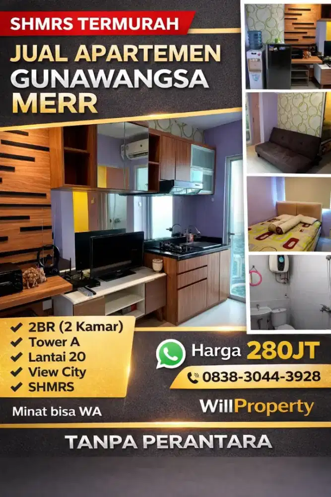 Gunawangsa Merr 2BR Furnished dekat Bale Hinggil,Ubaya,Rungkut,UPN