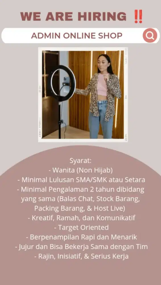 LOWONGAN KERJA ADMIN ONLINE SHOP