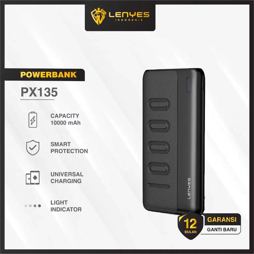 POWERBANK LENYES 10.000MAH PX125 REAL CAPACITY