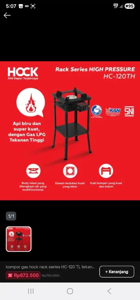 Standing kompor hock