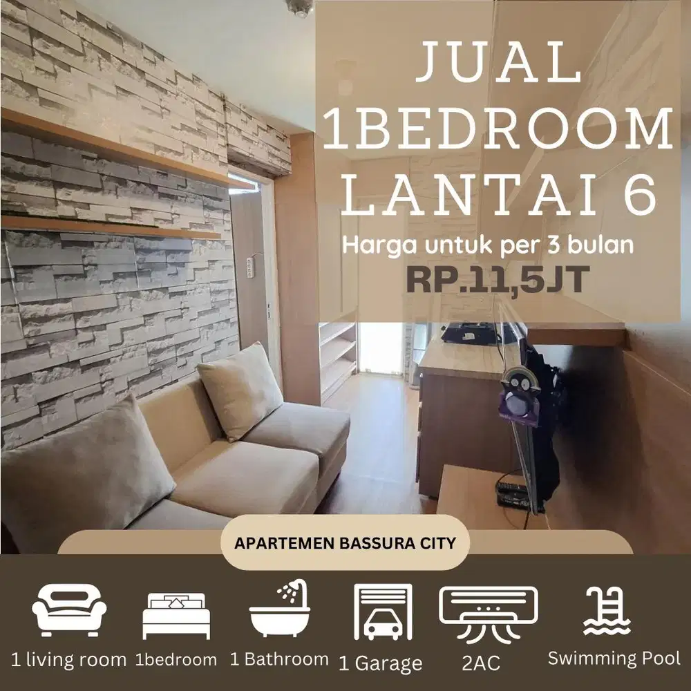 sewa 1 kamar full furnis lengkap dekat mall apartemen bassura city