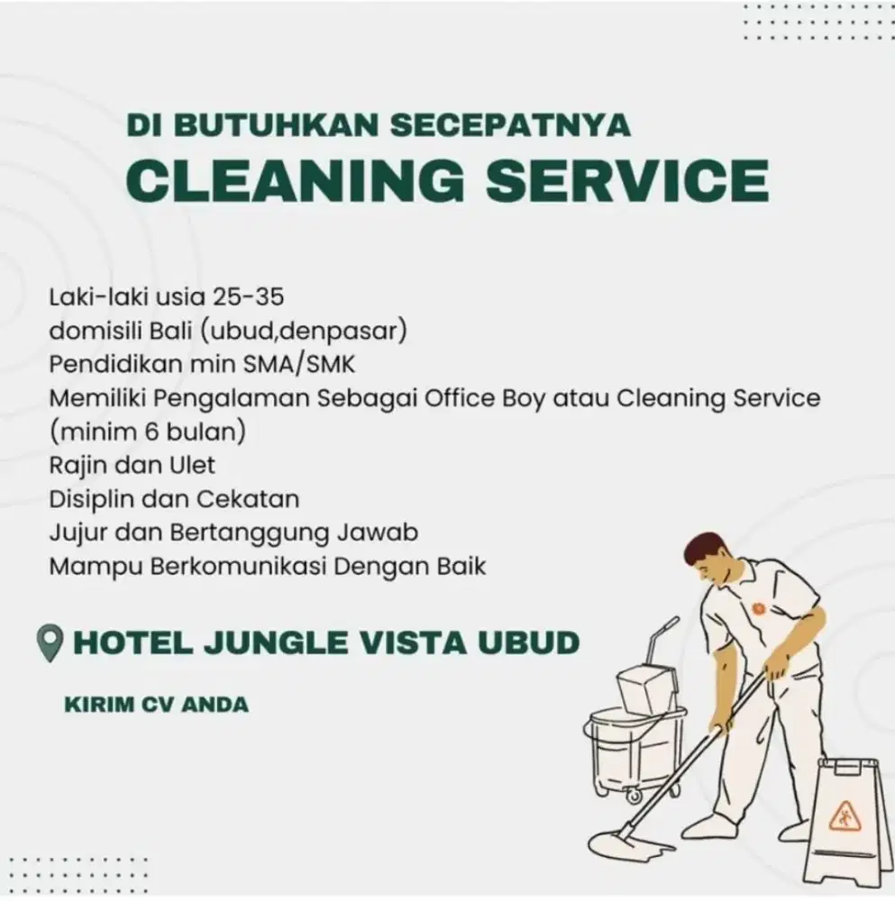 Dibutuhkan cleaning service secepatnya