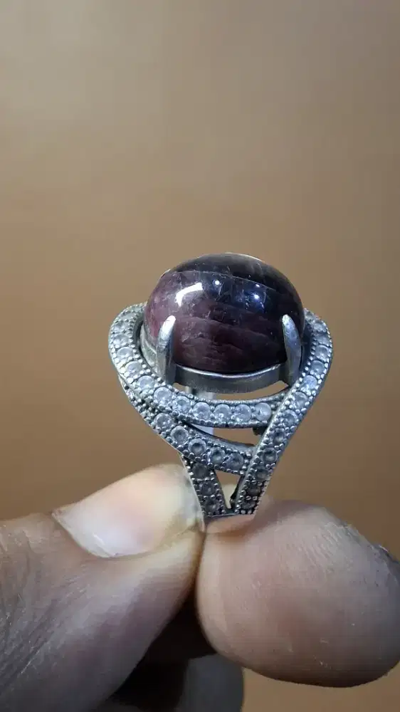 Cincin Perak Silver 925 & Batu Ruby Star Corundum Kls.Permata