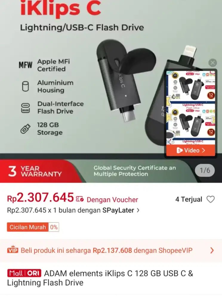 Adam elements iKlips C USB 128GB for ios and android