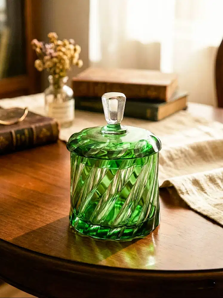 Toples Kristal Bohemia Hijau Asli – Vintage Lead Crystal