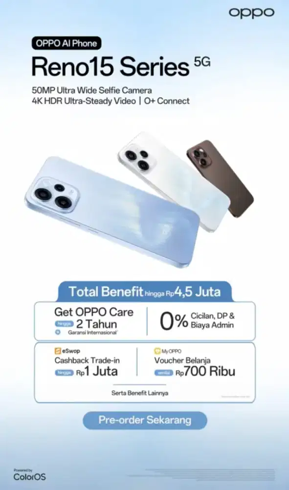 OPEN PRE ORDER HP OPPO RENO 15: SERIES || BISA CICILAN HANYA KTP AJA