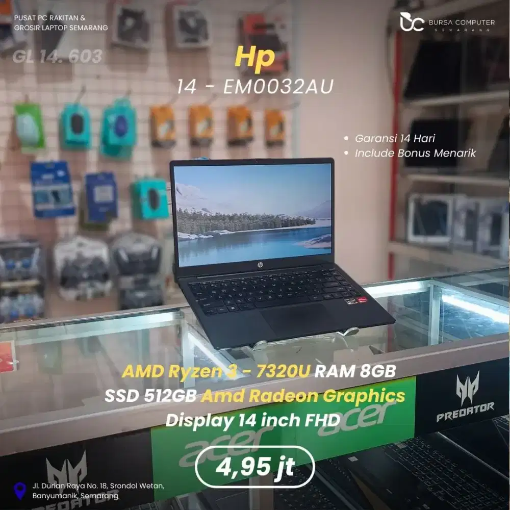 HP 14-EM0032AU | Ryzen 3 7320U 8GB 512GB
