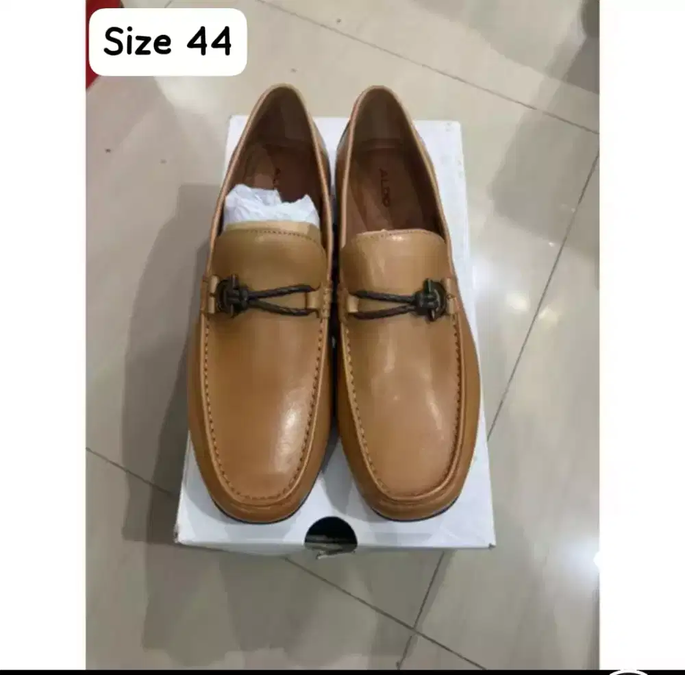 Sepatu Aldo Pantofel Size 44 Tan Coklat Slip on Pantofel Fullset Box