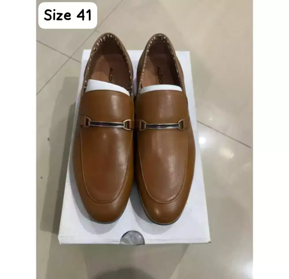 Sepatu Aldo Pantofel Size 41 Brown Slip on Pantofel Fullset Box