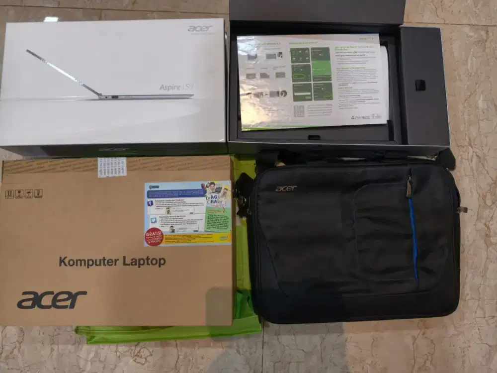 DUS KOTAK LABTOP ACER ASPIRE S7 + TAS LABTOP KOMPLIT SET ORIGINAL ACER