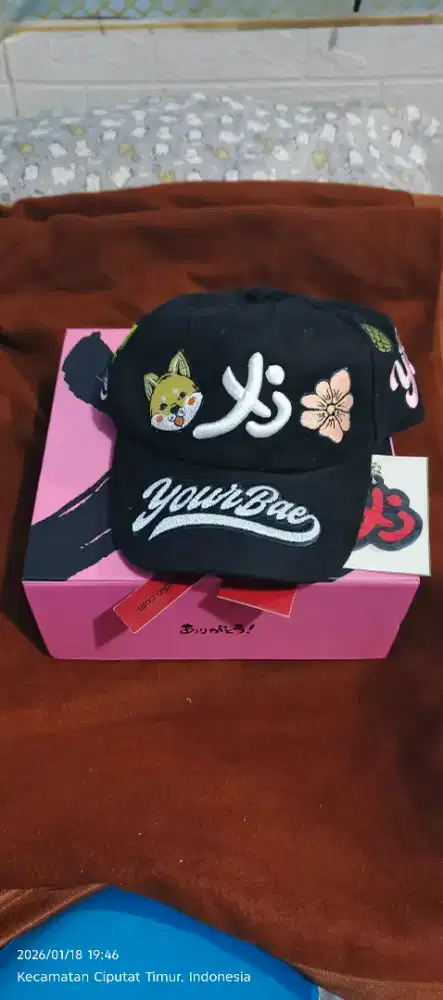 Topi YB LABS STUDIO Baseball cap patchi pink