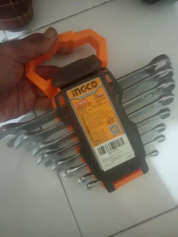 Ring Pas INGCO, 6-19mm. Set 8pcs. Chrome vanadium. Baru Segel Cikutra