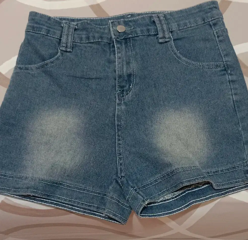 jeans hotpants biru