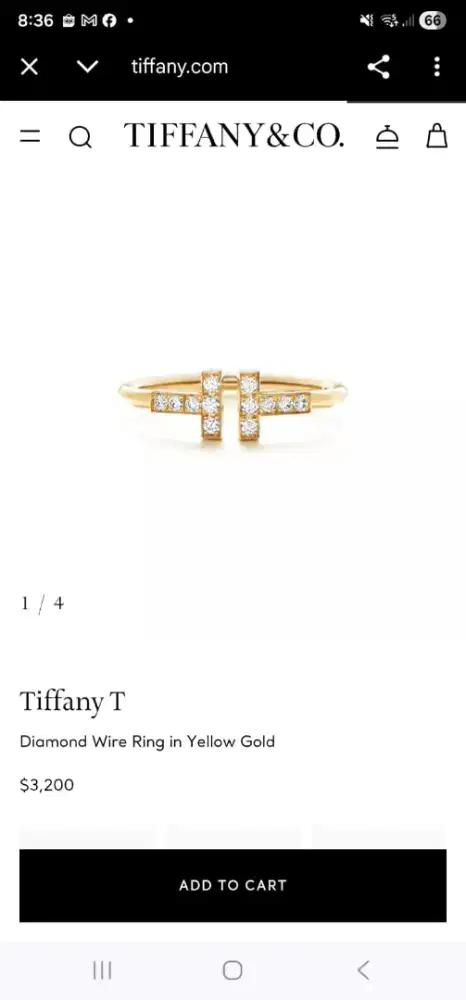 Authentic Tiffany n Co T wire Gold 18K with  12 Diamonds Ring