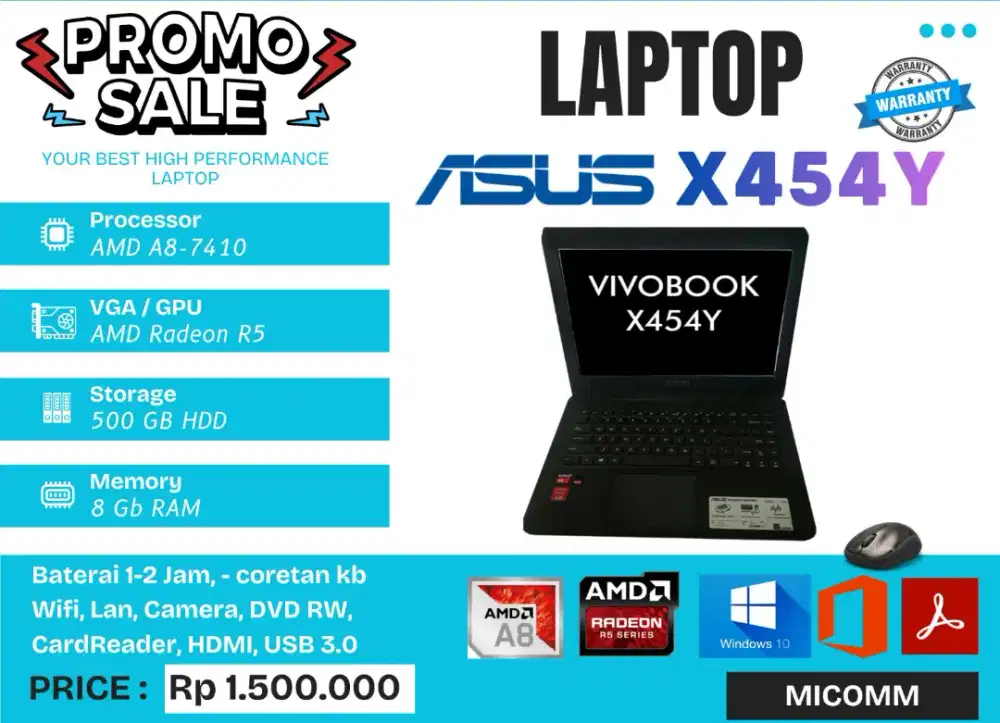 Laptop Asus X454Y Murah