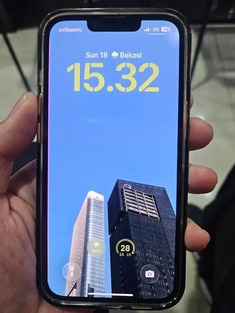 iPhone 13 Blue 128GB EX iBox Fullset Layar Ada Garis