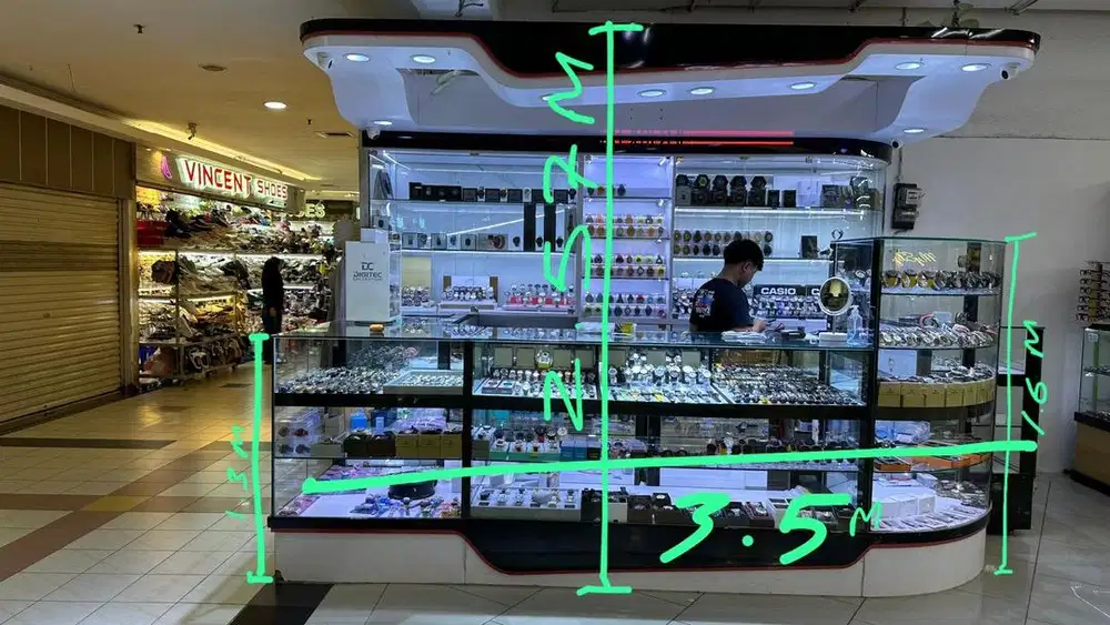 Etalase toko jam tangan tempat usaha booth second jual BU